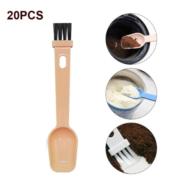 20 PCS Coffee Bean Grinder Spoon Grinder Cleaning Brush With Scale(Pink Handle Black Hair)