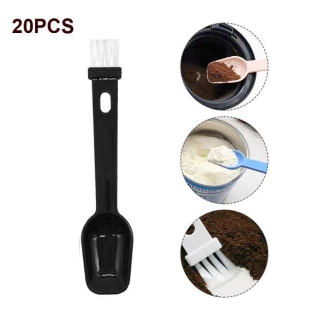 20 PCS Coffee Bean Grinder Spoon Grinder Cleaning Brush With Scale(Black Handle White Hair)