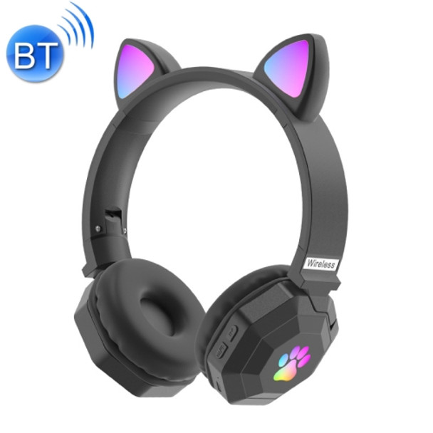 LS020 Glowing Folding Cat Ears Wireless Bluetooth Sports Headset(Black)