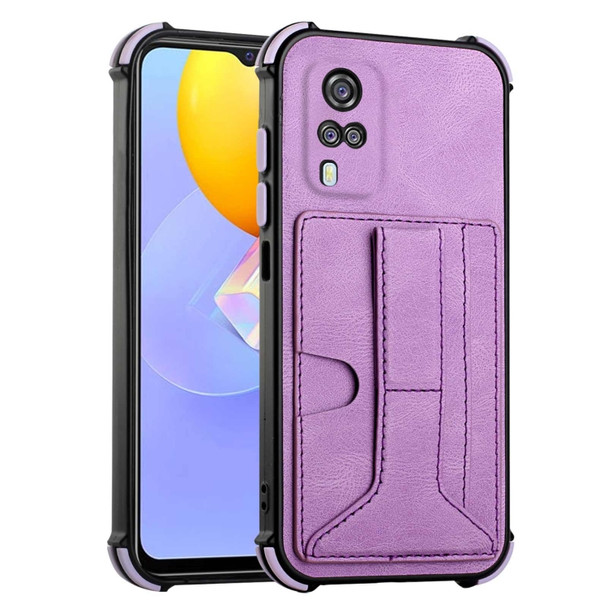 For vivo Y51 2020/Y31 2021/Y51s Foreign Version/Y51a Dream Holder Card Bag Shockproof Phone Case(Purple)