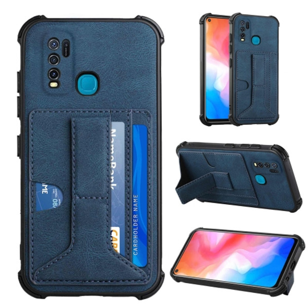 For vivo Y50/Y30/Y30i Dream Holder Card Bag Shockproof Phone Case(Blue)