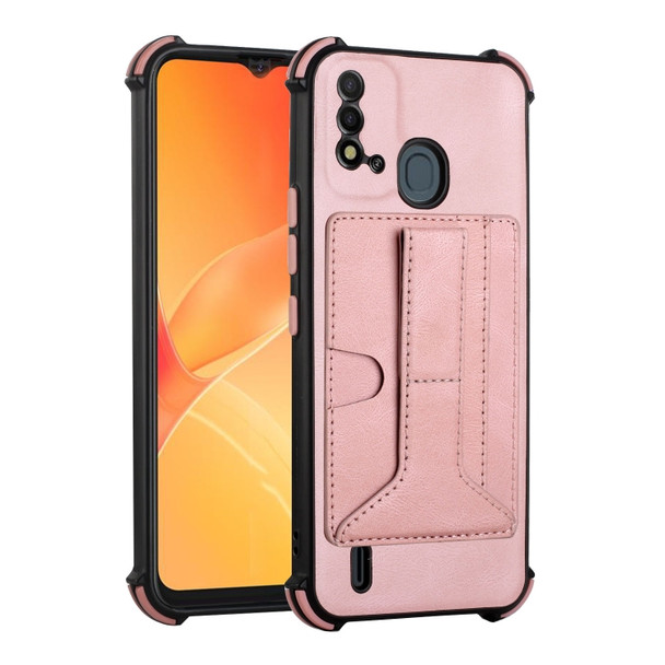 For Itel P37 Dream Holder Card Bag Shockproof Phone Case(Rose Gold)