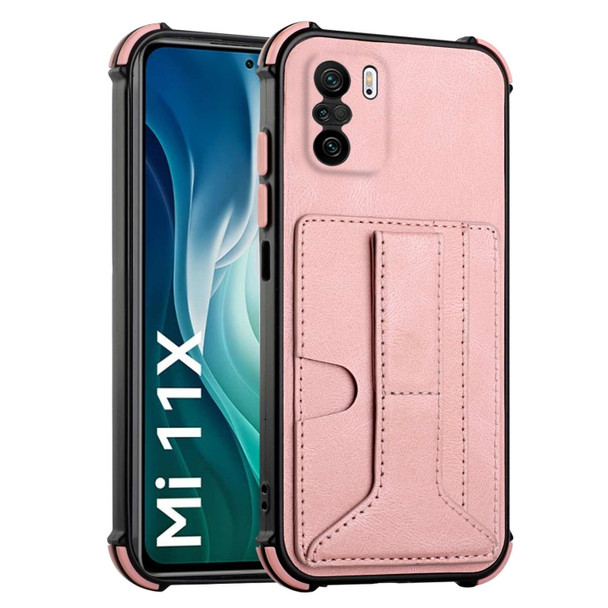 For Xiaomi Redmi K40 / Mi 11i / Poco F3 Dream Holder Card Bag Shockproof Phone Case(Rose Gold)