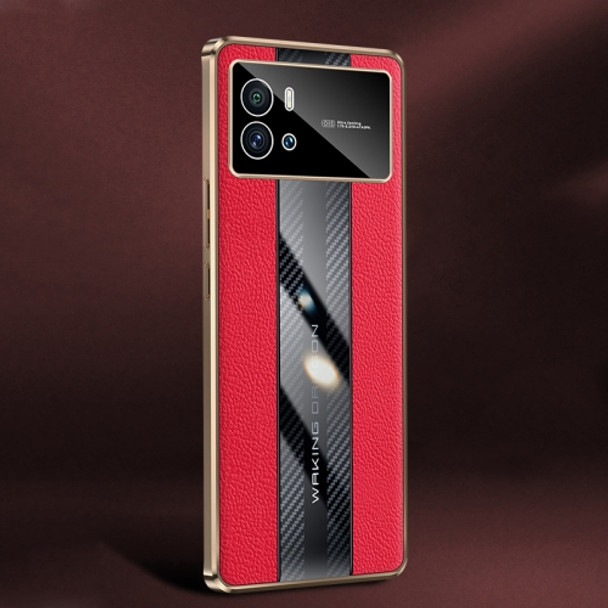 For vivo iQOO 9 Racing Car Design Leather Electroplating Process Anti-fingerprint Phone Case(Red)