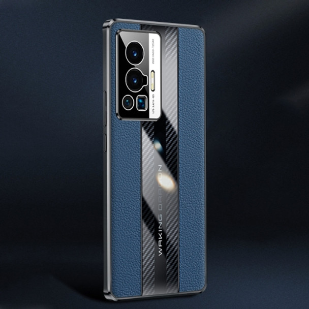 For vivo X70 Pro Racing Car Design Leather Electroplating Process Anti-fingerprint Phone Case(Blue)