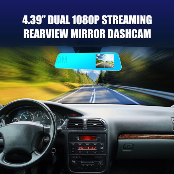 4.39 inch 1080P HD Dual Lens Touch Screen Night Vision Car DVR Rearview Mirror Camera Dash Cam