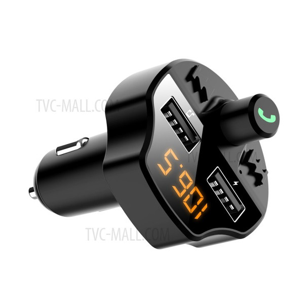 T66 Car 3.1A Quick Charge Dual USB Charger Hands-free Bluetooth 5.0 MP3 Player FM Modulator Transmitter