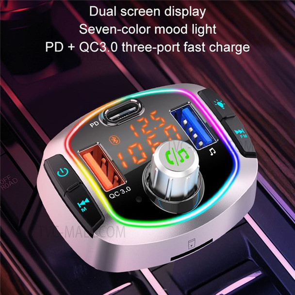 Multifunction Bluetooth Car FM Transmitter MP3 Player PD+QC3.0 Car Charger