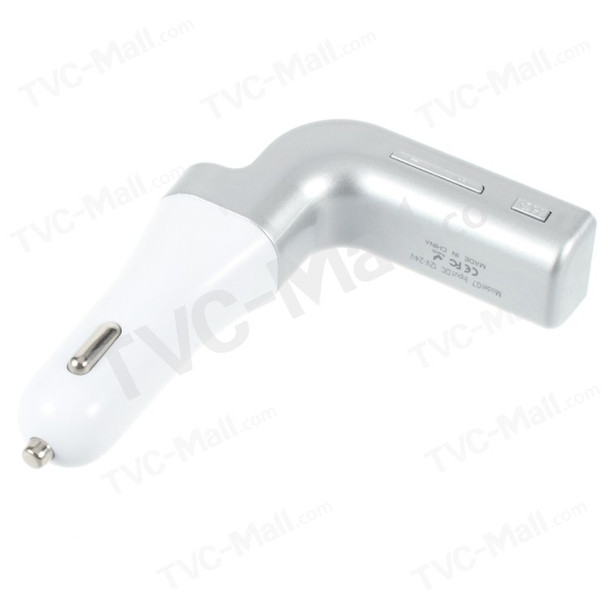LED Display Bluetooth Hands-free Car Kit FM Transmitter 2.5A Car Charger Support Aux-in TF Card - Silver Color