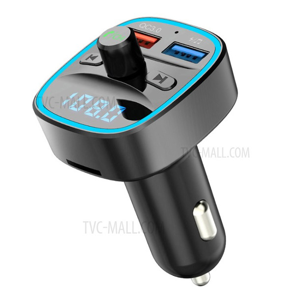 T25s Bluetooth 5.0 FM Transmitter Car Modulator Wireless Handsfree Kit Auto Audio MP3 Player QC3.0 Dual USB Charger