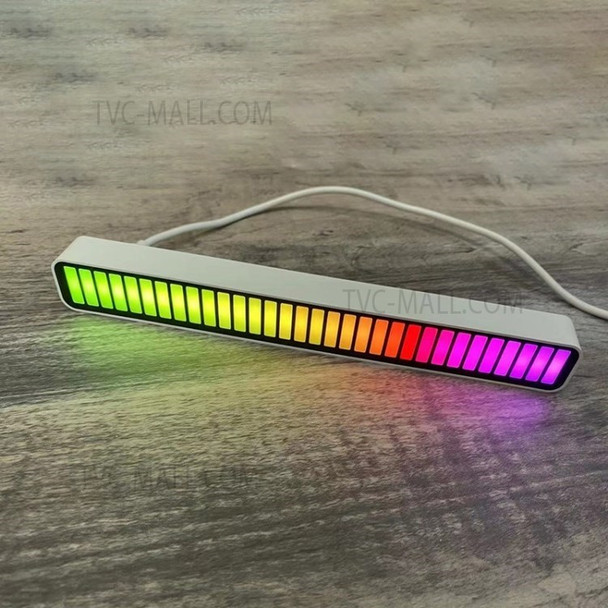 5V USB RGB Music Rhythm Light Voice-Activated Ambient Light with 32 Bit Level Indicator - White/USB Cable Powered