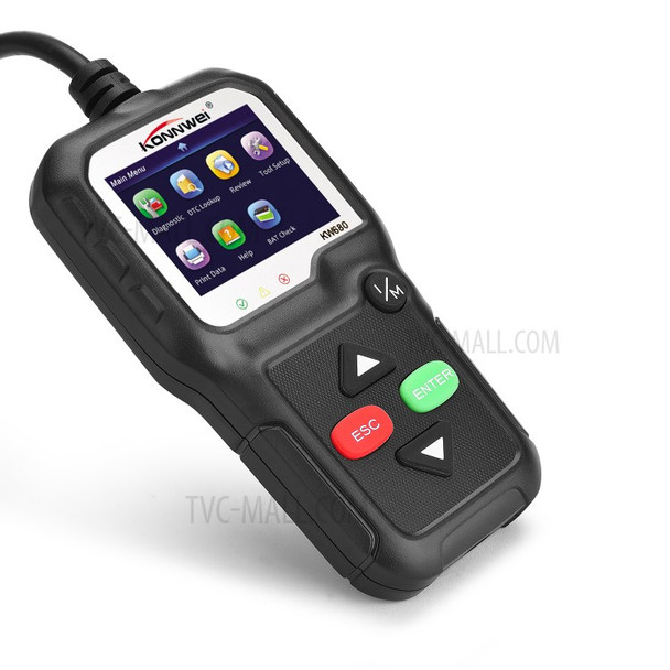 KONNWEI KW680 OBDII/EOBD Scanner OBD2 CAN Bus Code Reader - Black