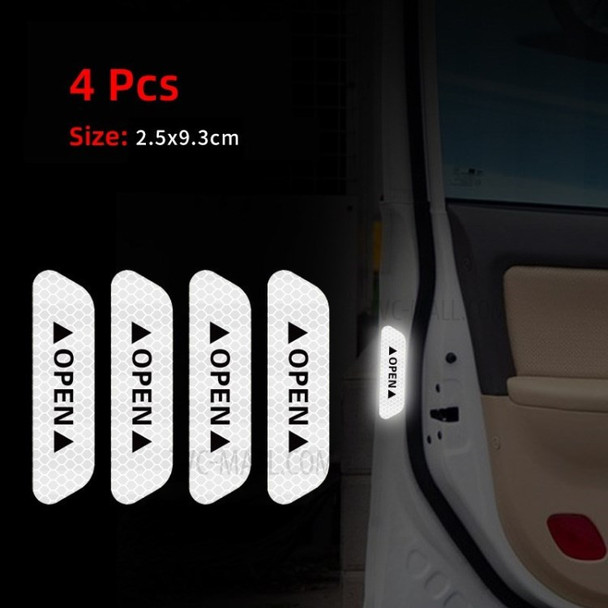 4Pcs Fluorescent Car Reflective Strips Warning Sticker for Lada Granta Vesta Kalina Priora Niva Largus - White