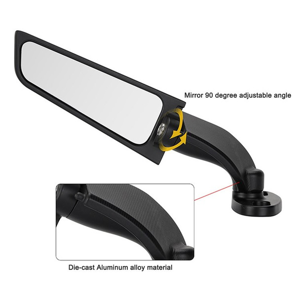 1 Pair of Durable Motorcycle Modification Universal Wind Wing Rear View Mirrors Sturdy Adjustable Die-cast Aluminium Alloy Wind Wing Rear View Mirror