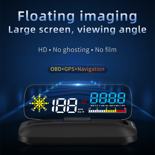 C5 Universal Car Smart Auto Immersive HUD Head-up Display GPS OBD Dual Mode