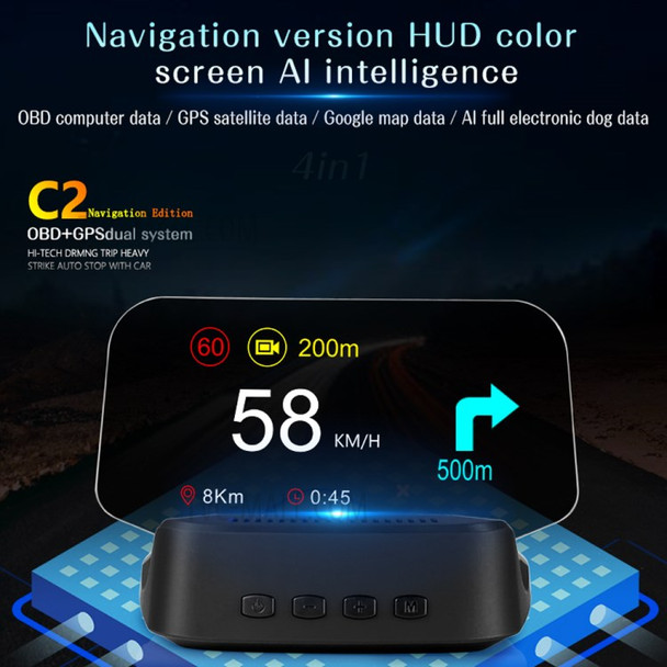 C2 Car Universal Smart HUD Head-up Display Navigation Version HUD Color Screen AI Intelligence