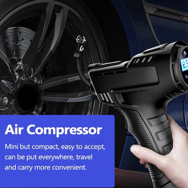 120W Wireless Car Air Compressor Handheld Tire Inflator USB Rechargeable Digital Display Inflatable Pump Pressure Gauge