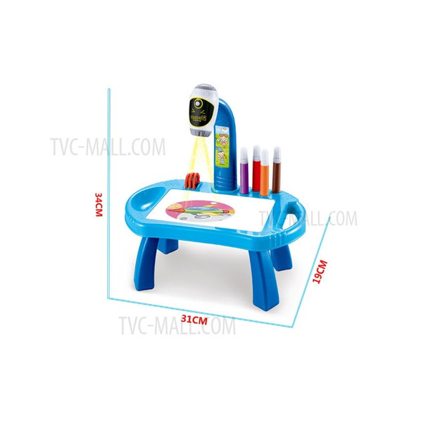 Children Learning Desk  Tracing Painting Table Toy Flexible Rotating Trace and Draw Projector Art Drawing Board Projection Early Educational Gift for Kids Over 3-Year-Old - Blue