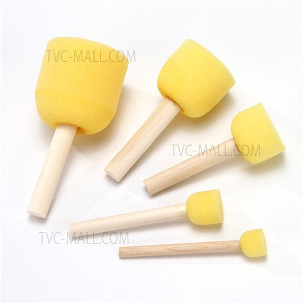 5Pcs Round Foam Paint Brushes Wood Handle Sponge Brushes Set for Acrylics Stains Varnishes Crafts