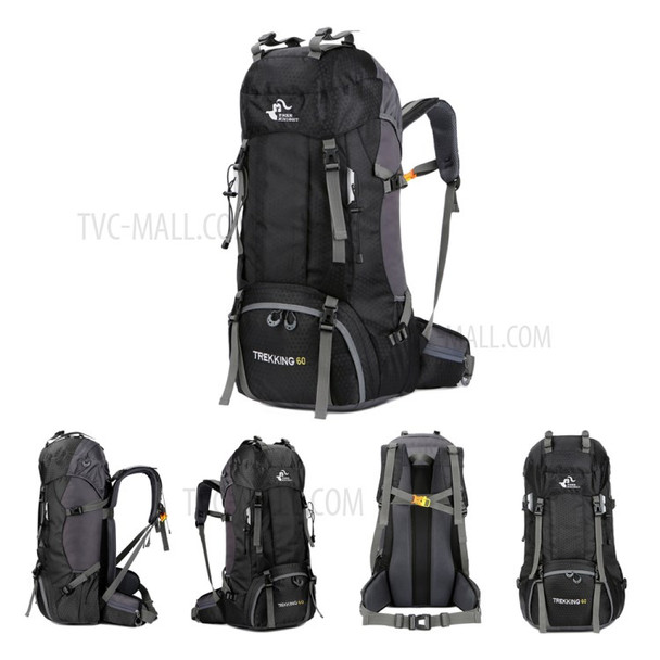 FREEDOM KNIGHT 60L Large Capacity Travel Hiking Camping Outdoor Backpack - Black