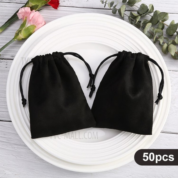 50Pcs Velvet Jewelry Pouches Drawstring Bags for Bracelets Watches Storage - Black/5x7cm