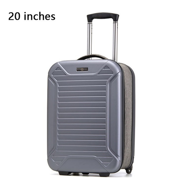 SCHREISS Foldable Suitcase Travel Luggage Bag with Quite Wheels for Business Trip - 20-inch / Black Logo