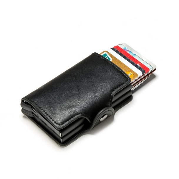 RFID Business Credit Card Holder High Capacity Leather ID Card Case Organizer - Black