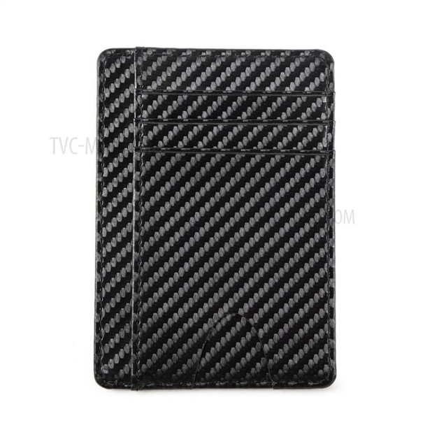 Carbon Fiber Textured Slim Credit Card Holder Money Clip Wallet - Black