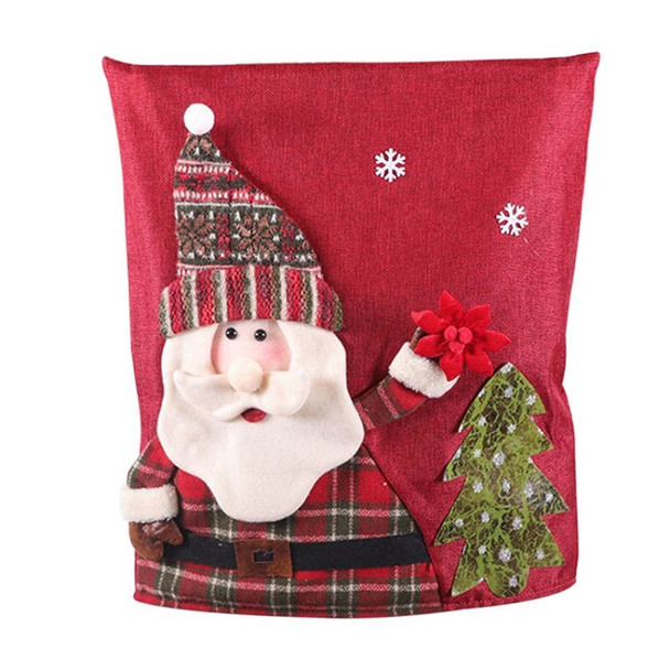 56x45cm Christmas Chair Cover Removable Washable Dining Room Chair Protector Slipcovers for Home Party Decor - Santa Claus