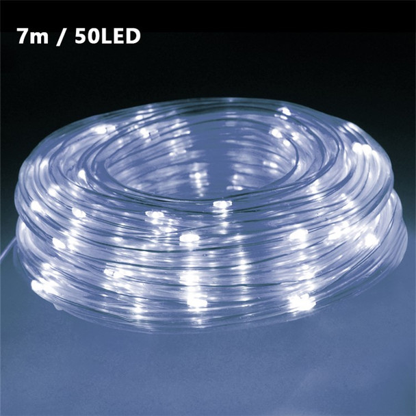Solar Powered Fairy Light Waterproof Tube Light String with 8 Lighting Modes for Garden Wedding Party Decor - White / 7m 50 lights