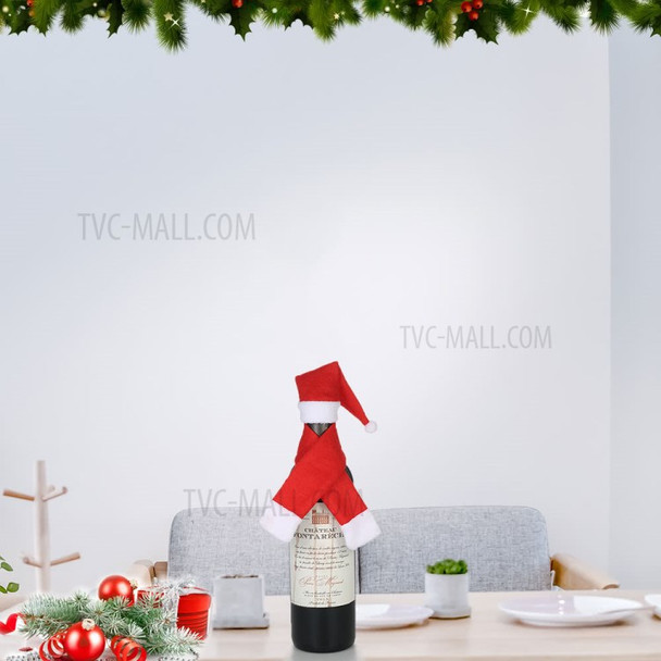 Christmas Wine Bottle Cover X'mas Champagne Gift Wrap Clothes Christmas Party Decoration - Hat and Scraf