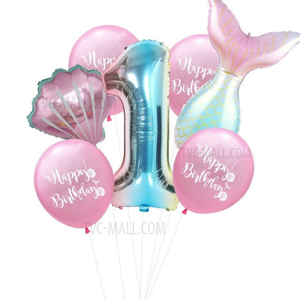 Birthday Party Mermaid Balloons Garland Set for Kids Baby Shower Decor Ocean Themed Decoration - Pink/1