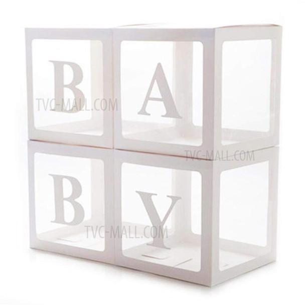 Baby Shower Celebration Boxes BABY Letters Blocks Party Decorations Birthday Centerpiece Decor for Boys and Girls - White