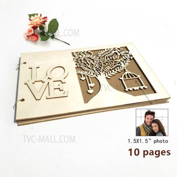 LOVE Wedding Guest Book Photo Album Sign In Wooden Picture Frame - LOVE/10 Pages