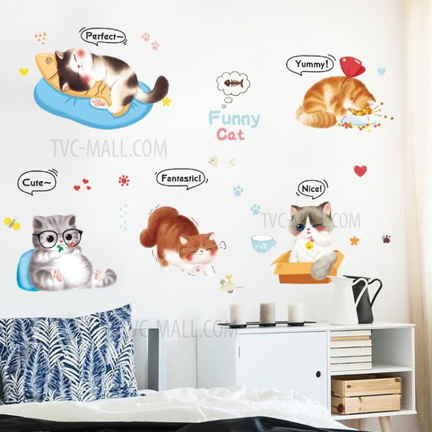 105*70cm Cute Cat Wallpaper Wall Sticker Background Decal