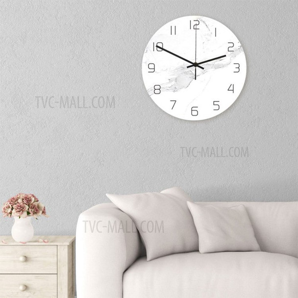 Wall Clock White Marble Printed Acrylic Round Decorative Clock for Store Office Home