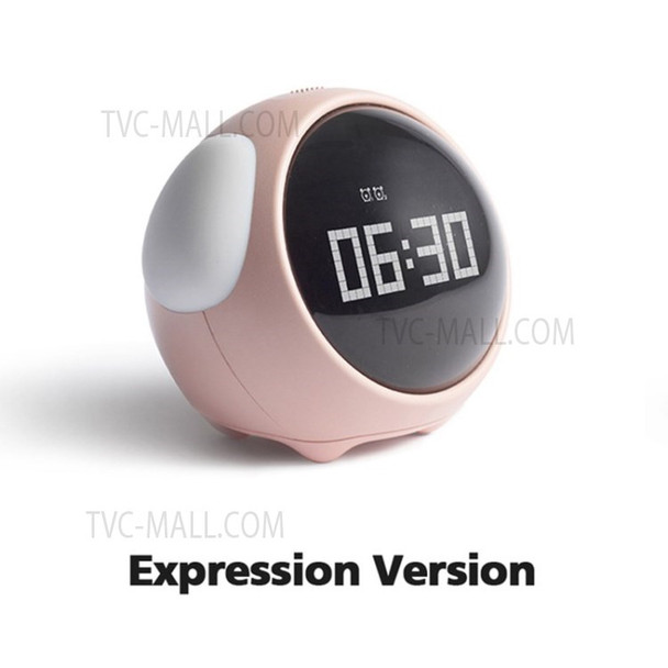Cute Alarm Clock Multi-Function Digital Clock with Voice Control Thermometer - Expression Version / Pink
