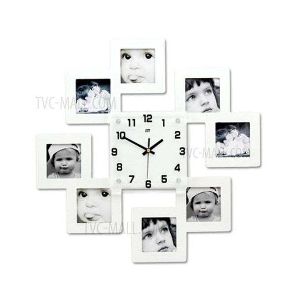 For Home Bedroom Decor European Style Fashion Creative Photo Frame Wall Clock - White