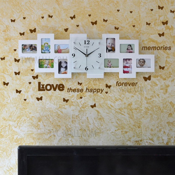 BFXK Silent Movement Creative Photo Picture Frame Wall Clock for Bedroom Living Room - White