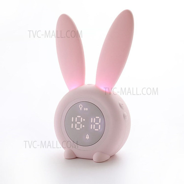 Kids Alarm Clock Children Night Light 5 Ringtones Touch Control Snoozing Timer for Girls Boys Bedroom - Pink
