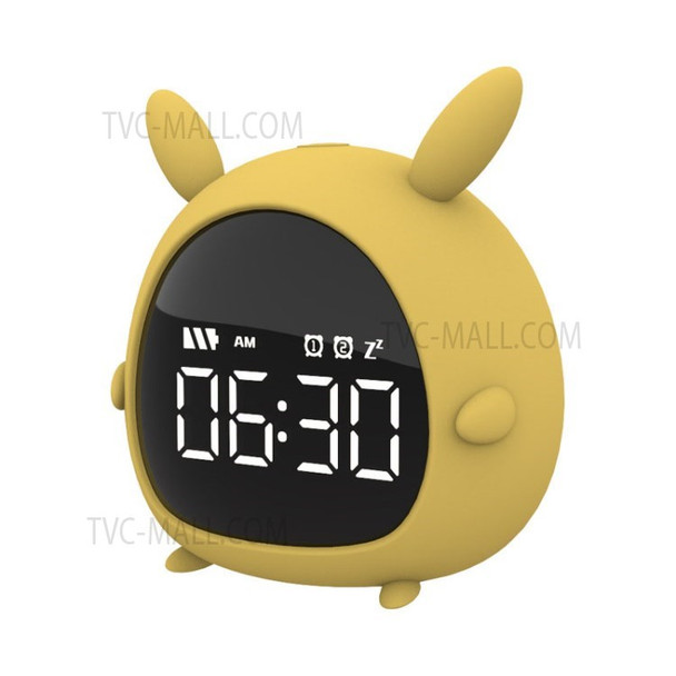 C06 Cartoon Cute Snooze Alarm Clock Kids Sleep Trainer Voice Control Kitchen Countdown Baking Timer - Yellow