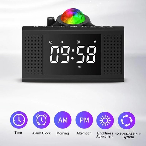 CX-009 4-in-1 Star Projection Lamp Alarm Clock Bluetooth Speaker FM Radio Night Light with Remote Control