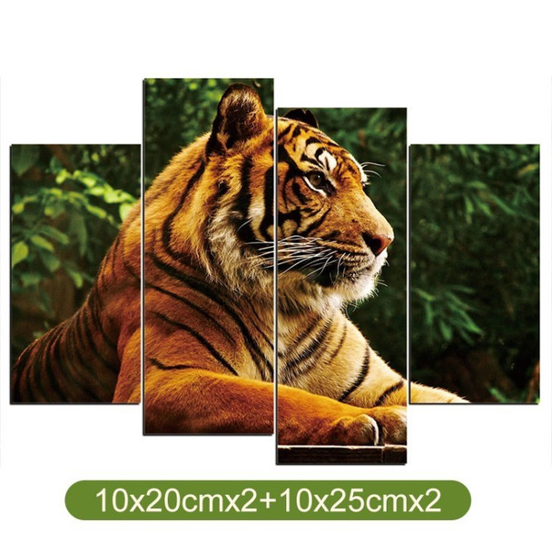 Tiger Canvas Print Animal Painting Decor - 10x20cm x 2+10x25cm x 2