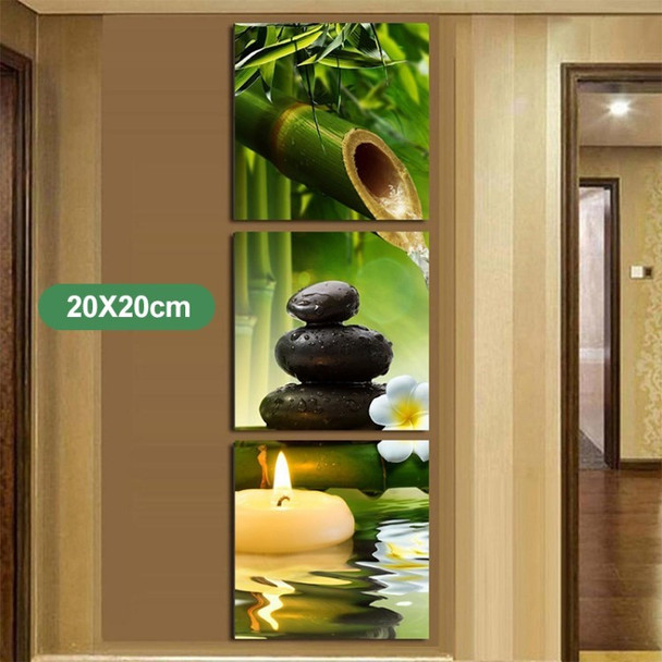Frameless Canvas Painting Bamboo Poster Bathroom Wall Art Spa Natural Artwork for Living Room Bedroom Office Modern Home Decor - 20x20cmx3