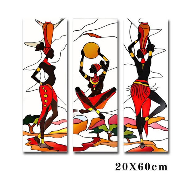 Waterproof Tear-resistant Canvas Living Room Painting African Woman Wallpaper - 20x60cmx3 Pcs