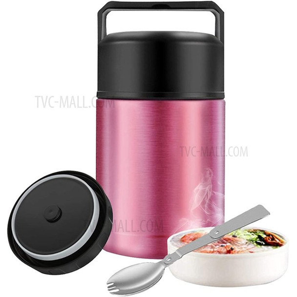 Stainless Steel Vacuum Food Jar Insulated Lunch Box Warmer Thermos Cup Cooker Pot - Red//800ml