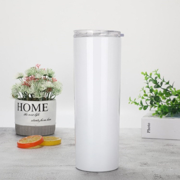 Insulated Vacuum Cup Thermos Tumbler Travel Coffee Mug Water Bottle with Lid - White