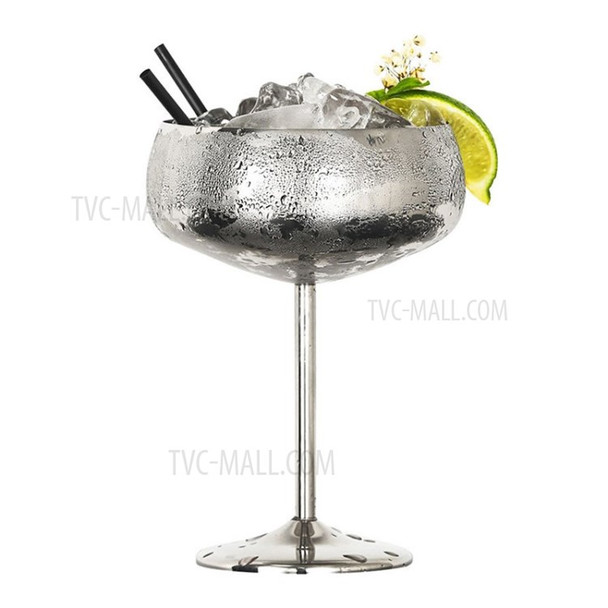450ml Stainless Steel Unbreakable Wine Glasses Cocktail Martini Cup Party Bar Goblet (No FDA Certification) -  Silver