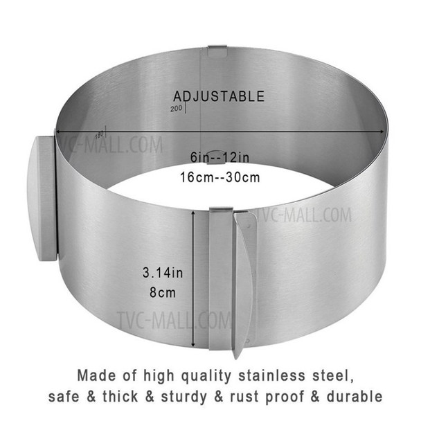 16 - 30cm Adjustable Stainless Steel Round Fondant Cake Mold Cake Baking Ring
