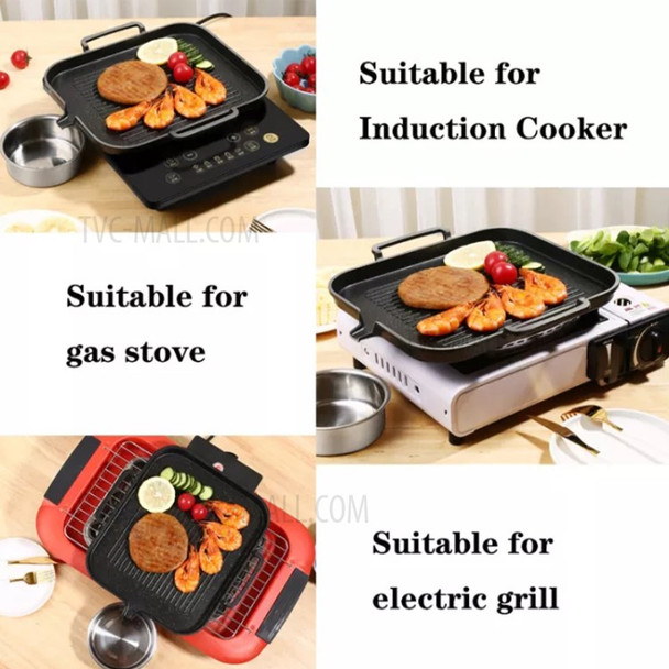 Nonstick Stove BBQ Grill Pan Barbecue Tray for Grilling Frying Sauteing (without FDA Certificate)